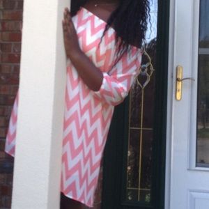 Pink and white chevron dress